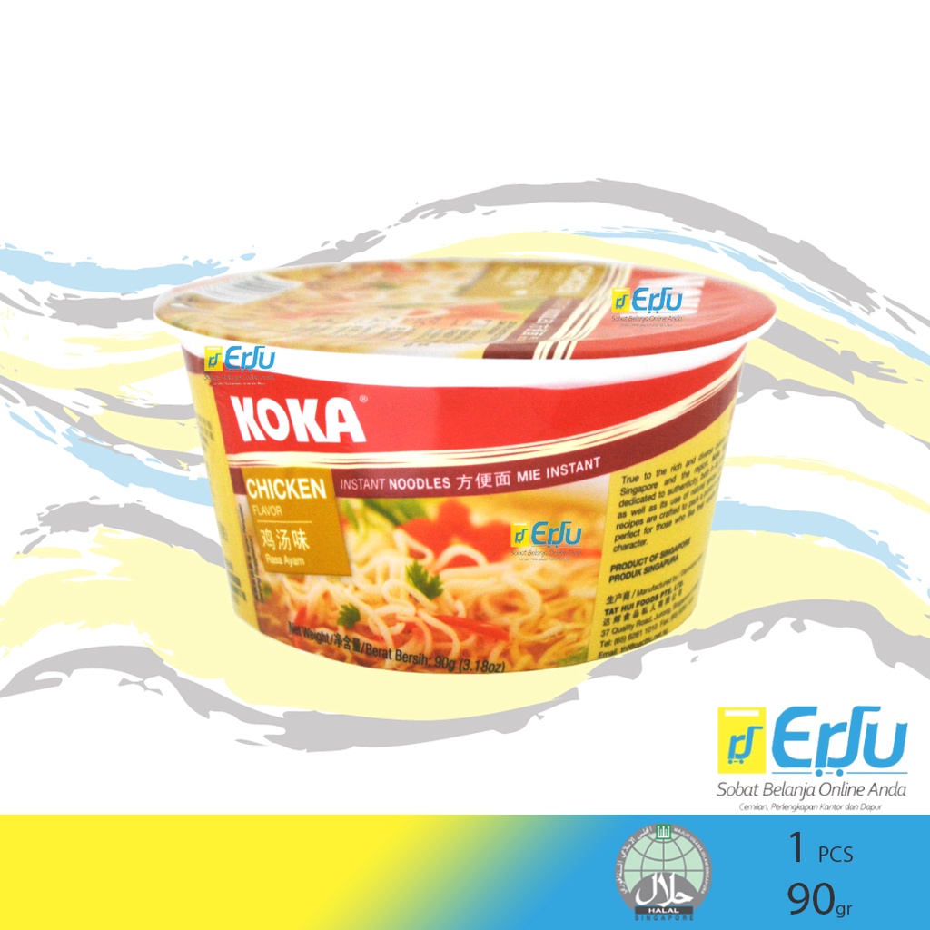 Koka Bowl Chicken Mie Instan Kuah Ayam Khas Singapura Halal Singapore - 90gr