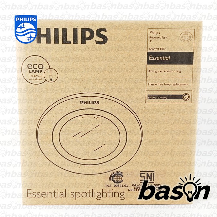 PHILIPS DOWNLIGHT 13802 Glass Recessed Nickel | Rumah Lampu E27 90mm dengan Kaca