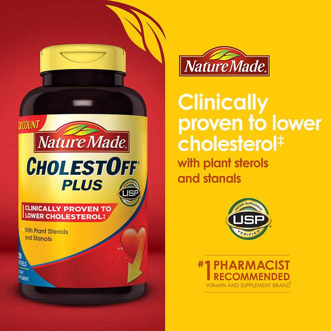 Nature Made Cholest OFF Plus, Isi 210 Softgels, Clinically Proven to Lowering Cholesterol Naturally.