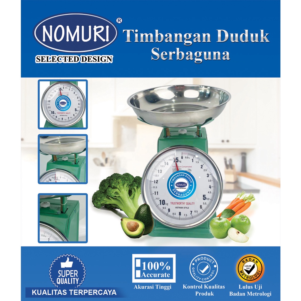 Nomuri Timbangan  Besi 5KG 10KG Stainless Steel Jarum Analog Manual Duduk Sembako Telor Buah Kue Tepung Sayur
