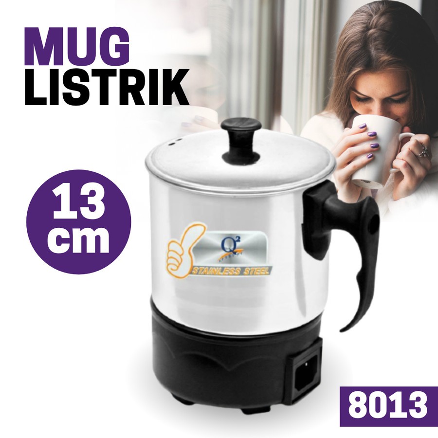 Mug Elektrik Teko Listrik Stainless 13cm Pemanas Air diameter 13 cm Q2 8013