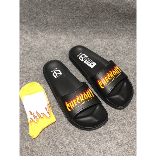 SANDAL SLIDE CHECKOUT WAVE PRIA WANITA