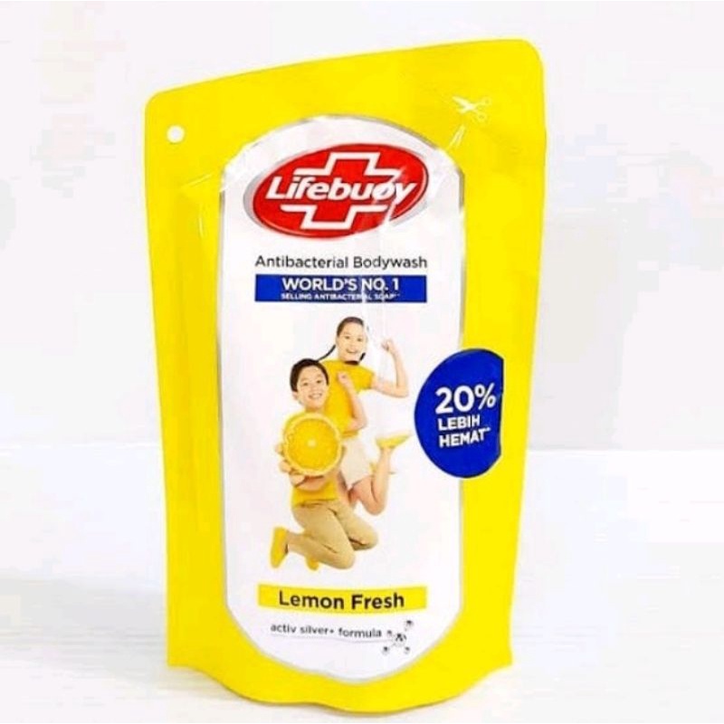 Lifebuoy isi ulang kecil Sabun Mandi Cair Refill Lemon Fresh 250 ml - kuning