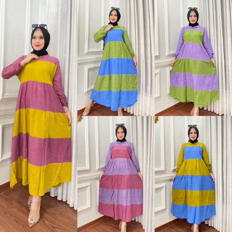 DRESS BRANDED LONGDRESS RUFFLE GAMIS WANITA