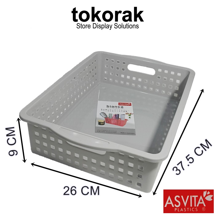 KERANJANG BIANCA BK-186 ASVITA STORAGE BASKET KERANJANG PLASTIK SEGI