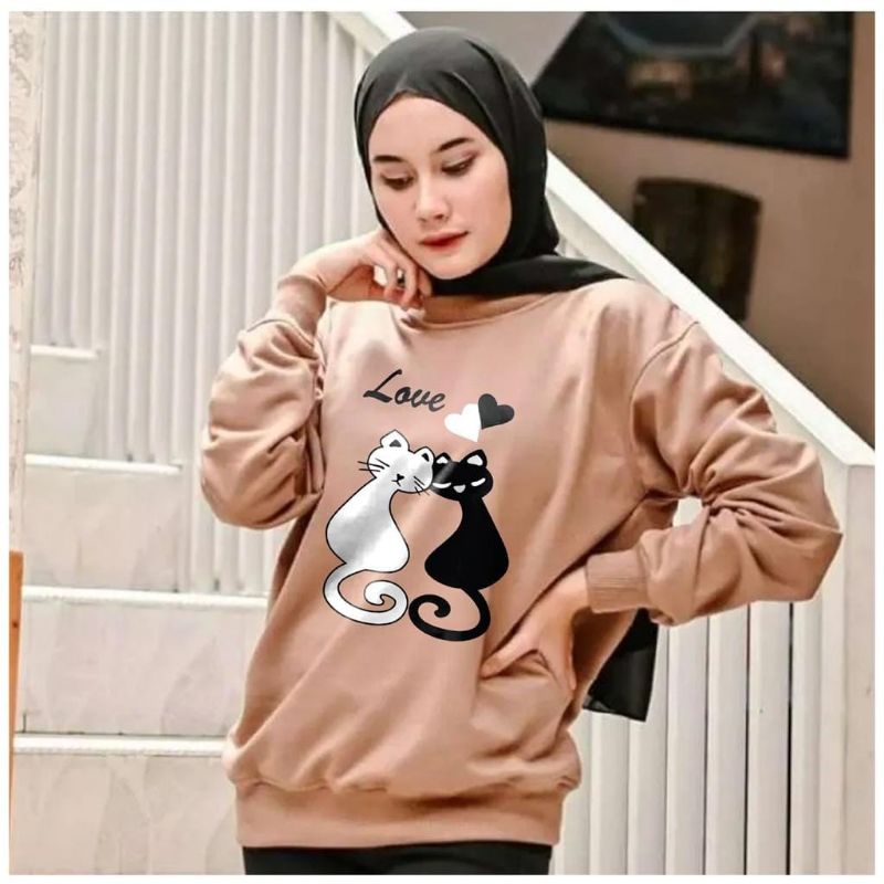 kaos oblong/sweatshirt atasan wanita lengan panjang