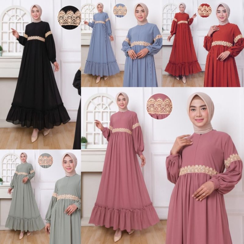 GAMIS CERUTY RENDA - GAMIS CERUTY HITAM PUTIH POLOS - GAMIS CERUTY KOMBINASI RENDA