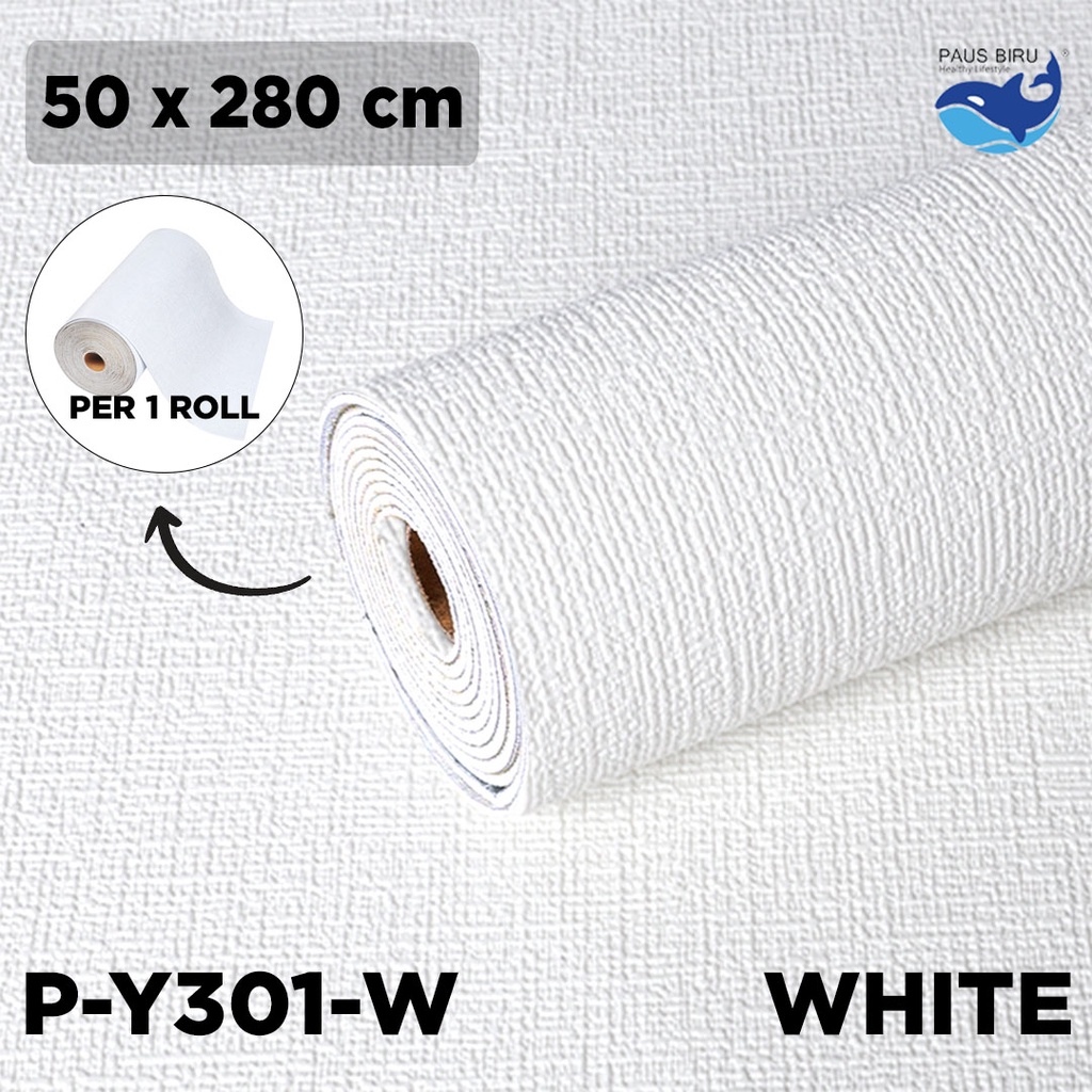 paus biru Wallpaper foam Linen Roll Wallpaper Dinding form Dekorasi Kamar Kelas atas-PUTIH