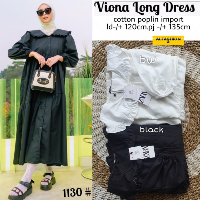 VIONA LONG DRESS JUMBO BY ALFASHION/COTTON POPLIN IMPORT LD 120/KANCING AKTIF BUSUI FRIENDLY/LONG DR