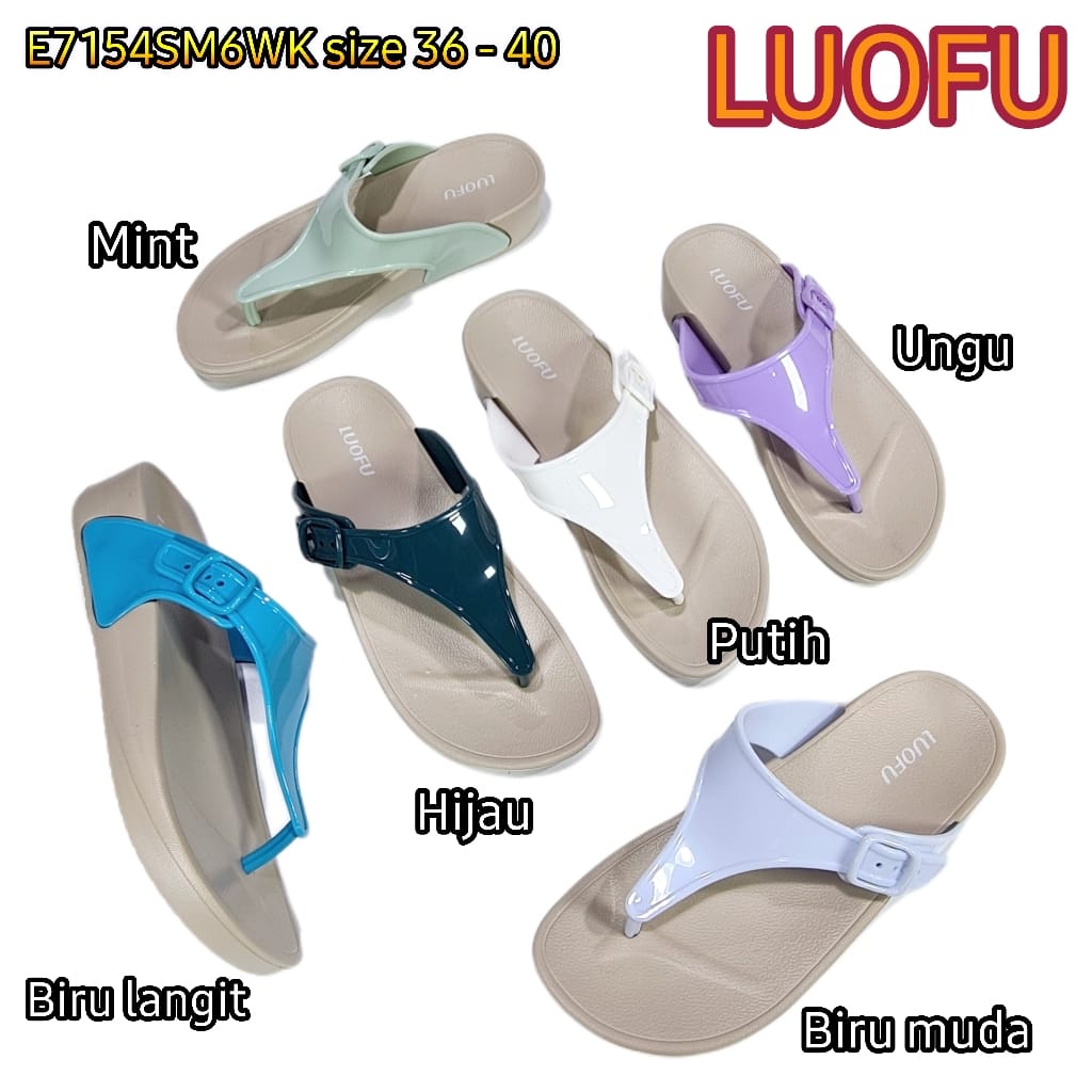 LUOFU ORIGINAL Jelly sandal karet empuk murah wanita jepit sendal gesper cewek  import E7154SM6WK