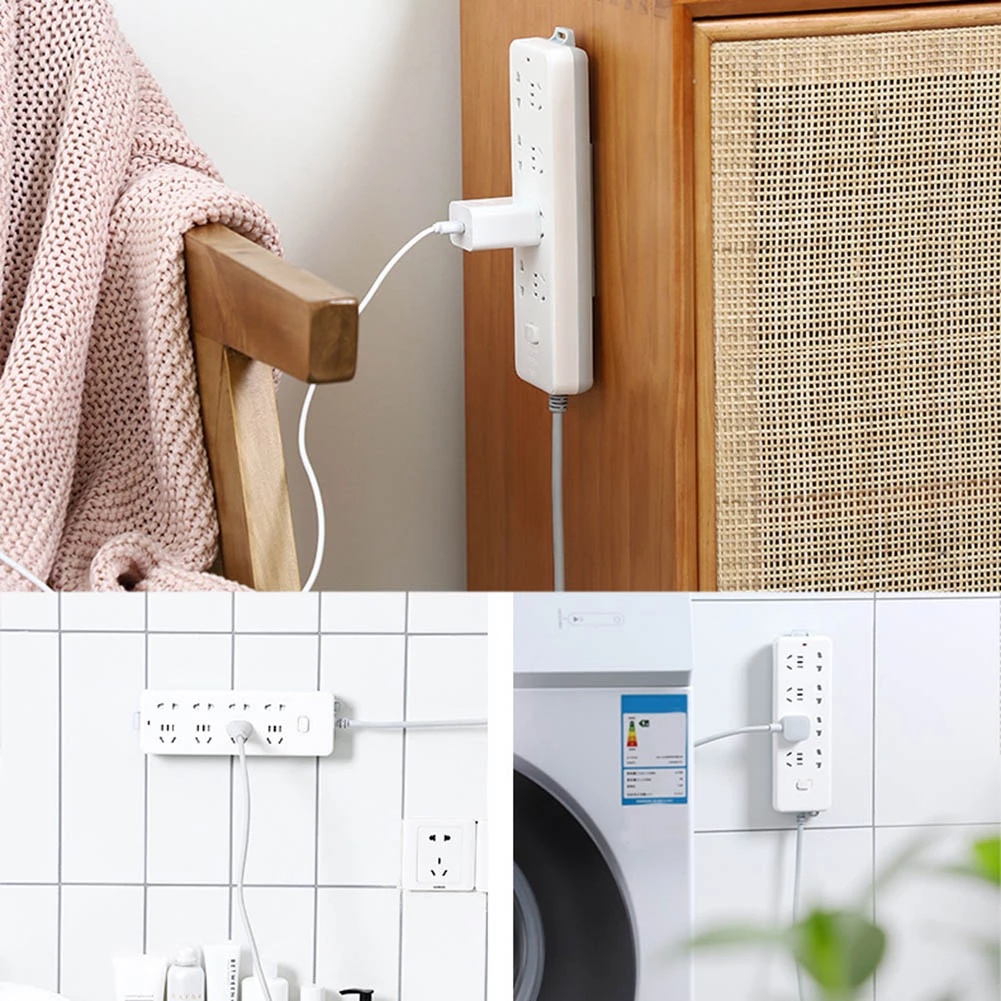 Self-Adhesive Desktop Socket Fixer / Wall-Mount Cable Wire Holder / Seamless Power Strip Remote Control Holder Home Organizer