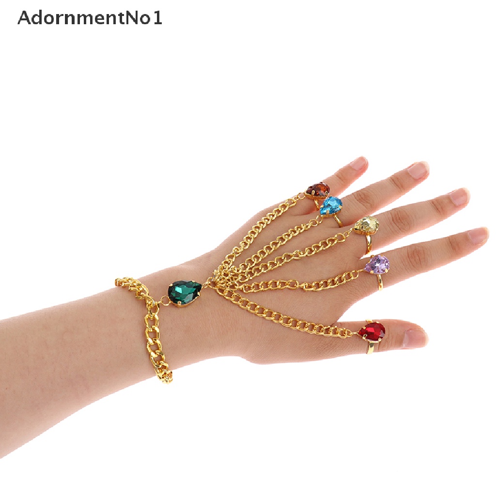 (AdornmentNo1) Gelang Tangan Rantai Aksen Batu Permata Infinite Power Gauntlet Untuk Perhiasan Wanita