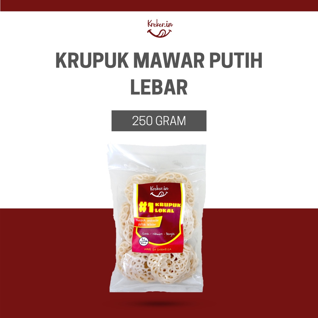 

KRUPUK MAWAR PUTIH LEBAR KREKER IN 250 GRAM