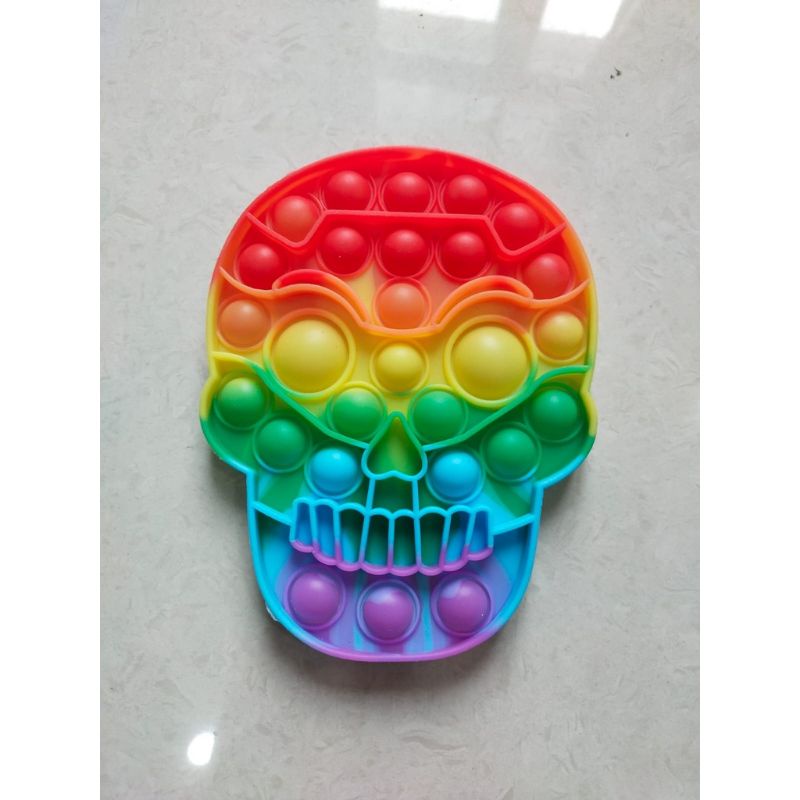 Maninan POP IT Murah Rainbow fidget Push Pop Its Fidget toy Push bubble Kids-Tengkorak