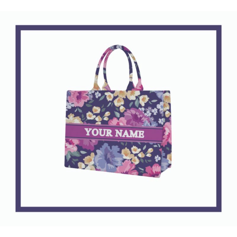 Tas Custom Print Motif Bunga Ungu