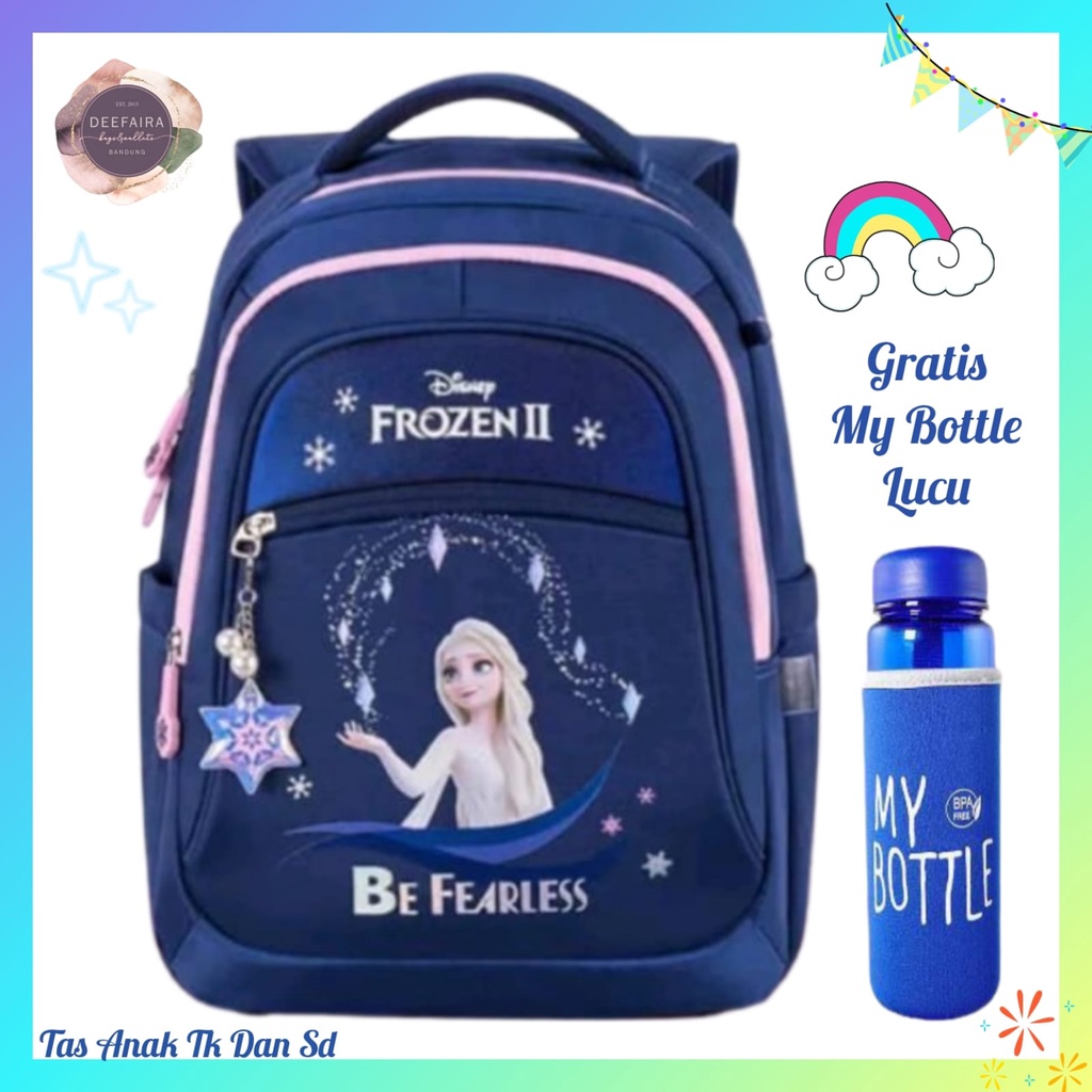 Tas Ransel Sekolah Anak Perempuan Motif Fr0z3n IIAB Free Botol Untuk Anak Tk Dan SD