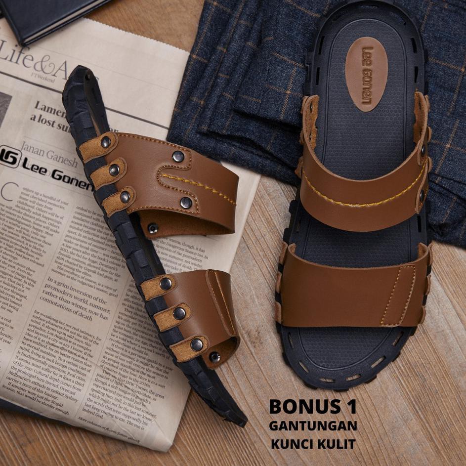 @@ ♪ SANDAL SENDAL PRIA KULIT PRIA SANDAL PRIA CASUAL SANDAL SLOP PRIA SANDAL LEE GONEN (Terlaris)