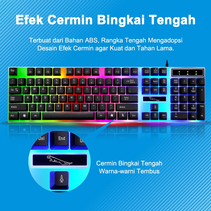 ITS G21 Gaming Mouse dan Keyboard Set Desain Ergonomis RGB Light Antarmuka USB