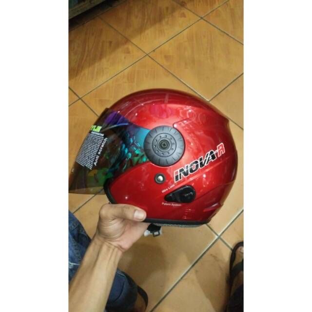 Helm hall face bmc inova/ solid/ merah maroon/ red maroon