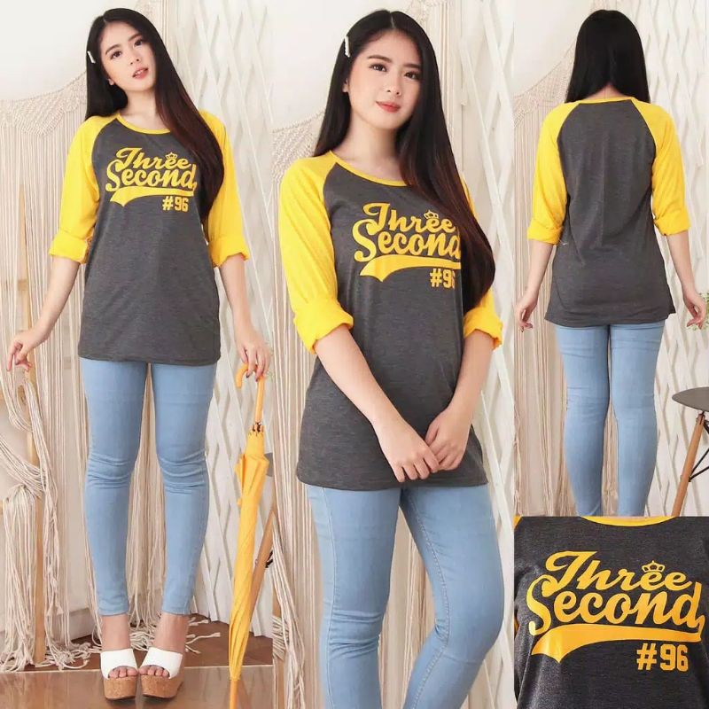 Dasterland - Kaos Raglan Lengan Panjang THREE SECOND