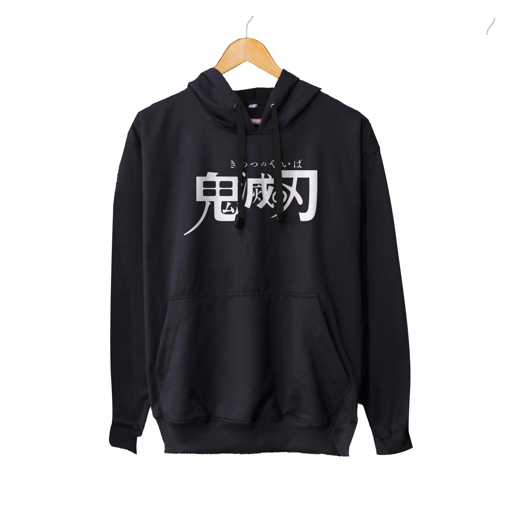 Jaket hoodie jumper anime DEMON SLAYER logo original - KIMETSU NO YAIBA 100% cotton fleece