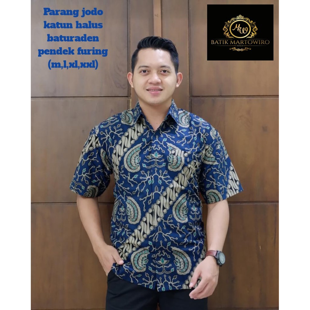 PARANG JODO Kemeja Batik Pria Lengan Pendek Katun Halus Martowiro FULL FURING