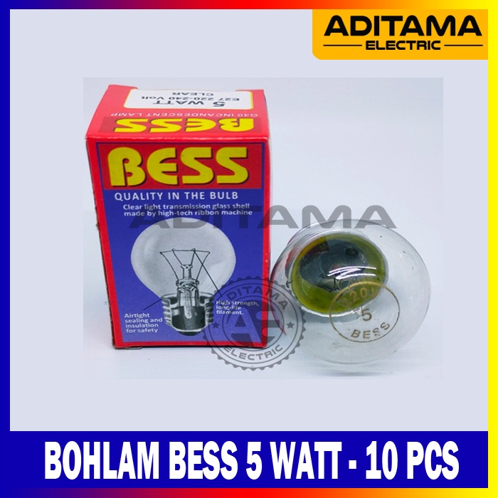 PAKET ISI 10 PCS LAMPU PIJAR BOHLAM BESS 5 WATT 5WATT 5W