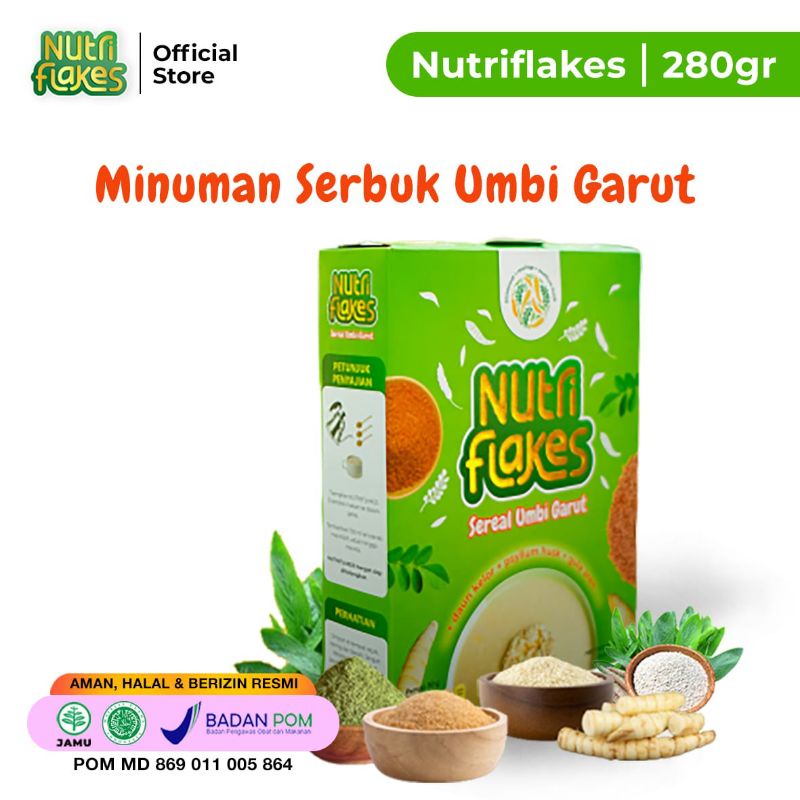 

Sereal Umbi Garut - NUTRIFLAKES 1 Box - Membantu Terapi Maag dan Asam Lambung - Melancarkan Pencernaan