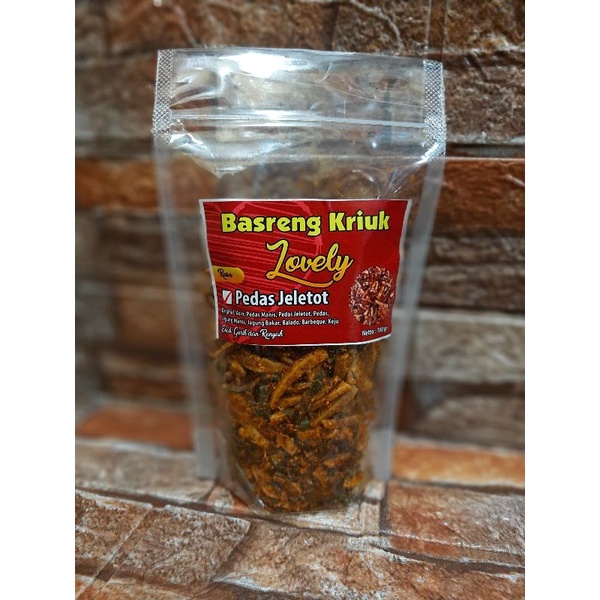 

Basreng kriukk pedes jeletot plus daun jeruk isi 100gram