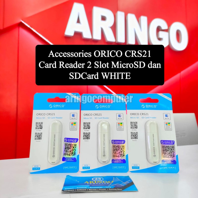 Accessories ORICO CRS21 Card Reader 2 Slot MicroSD dan SDCard WHITE