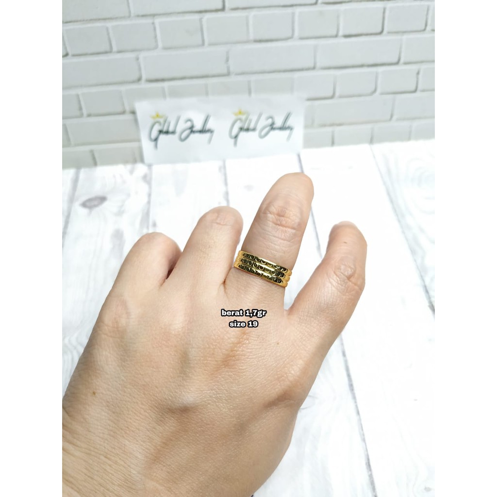 CINCIN LEBAR LAPIS 3 GOLD PERAK ASLI S925 GLOBAL JEWELLERY CK004