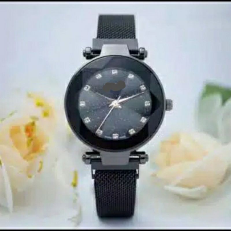 Jam tangan magnet analog kristal pasir