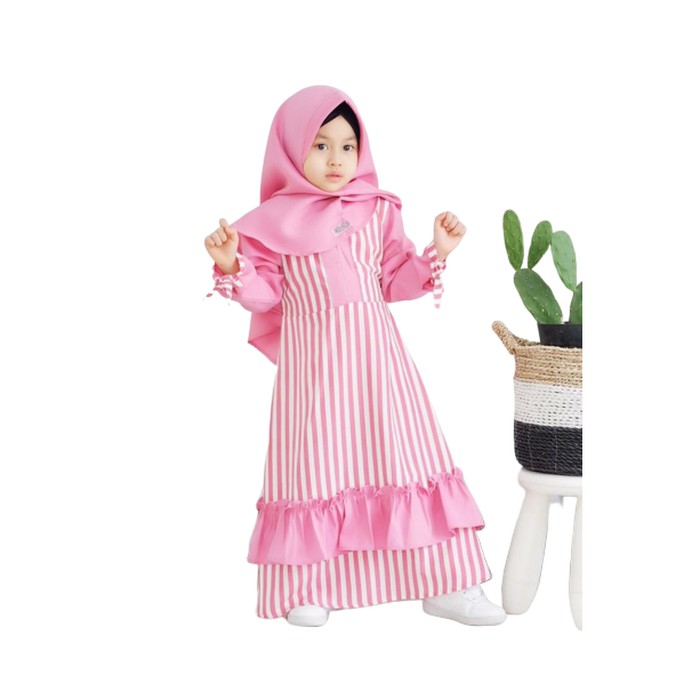 Gamis Anak Syar'I Murah Terbaru 2020 Umur 1-15Tahun PE723  Baju Muslim Perempuan Syari Terbaru Mur