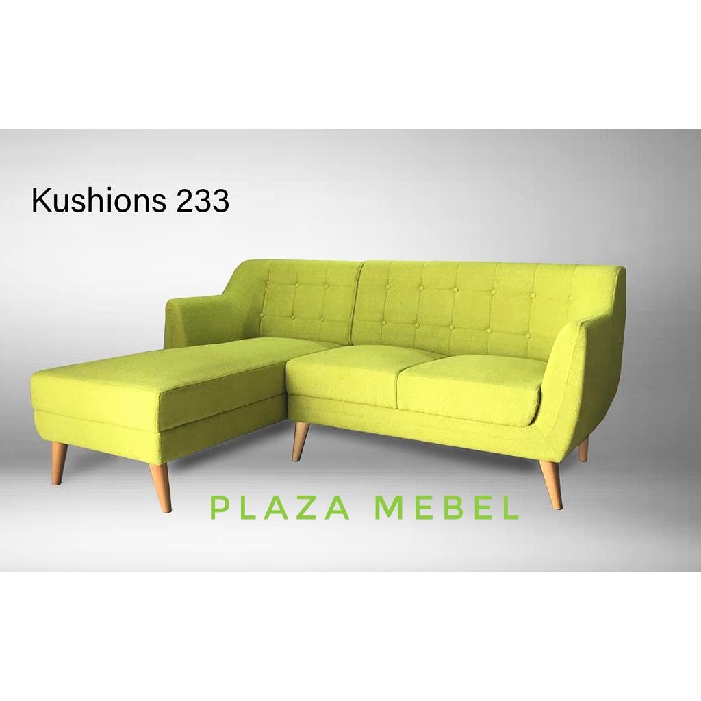 Sofa Sudut Santai Cantik Minimalis Kushions Hijau Scandinavian 233