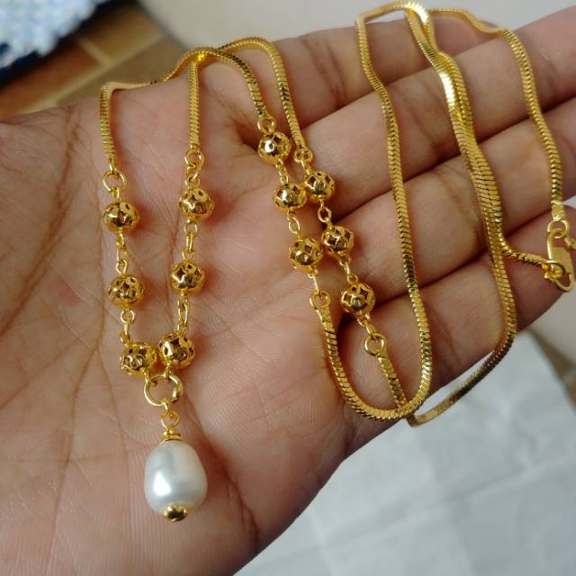  Kalung  Mutiara Variasi Bola  Bola  Lapis Emas  24k Shopee 