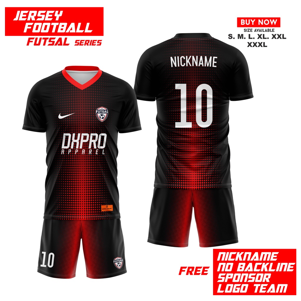 JERSEY T-SHIRT FOOTBALL FREE NAMA LOGO DAN SPONSOR SERIES 1 RED BLACK