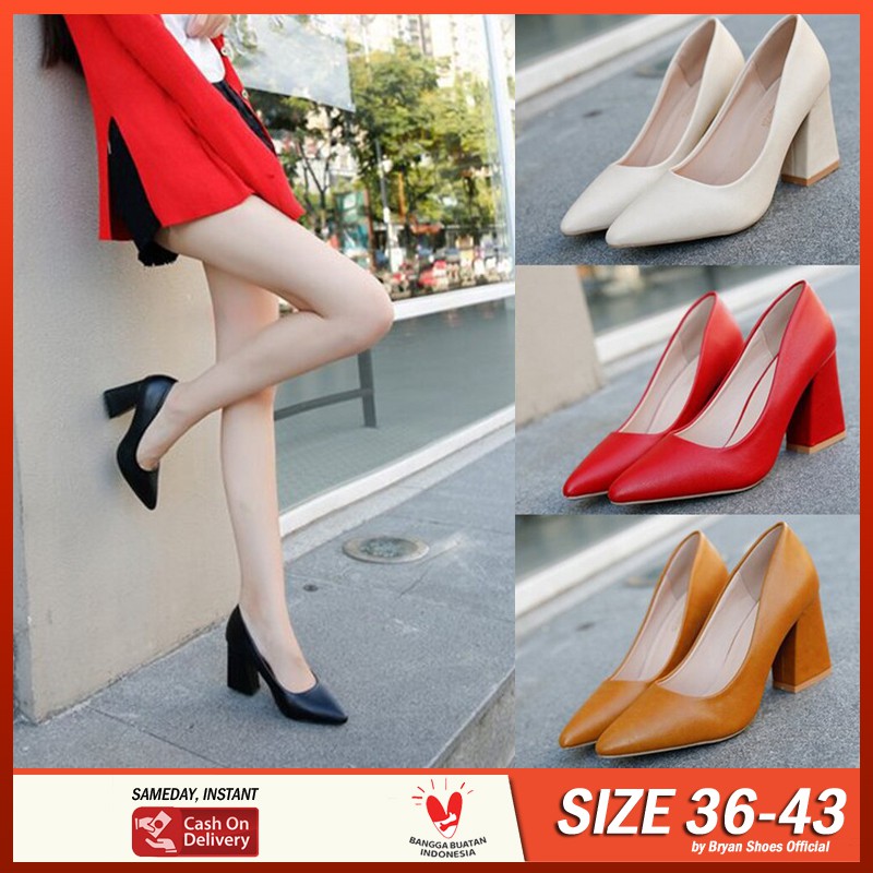 Bryan Haruna Jumbo Pantofel Heels Dove Polos  Sepatu Kerja Kantor Formal Hak Tahu 36 41 42 43