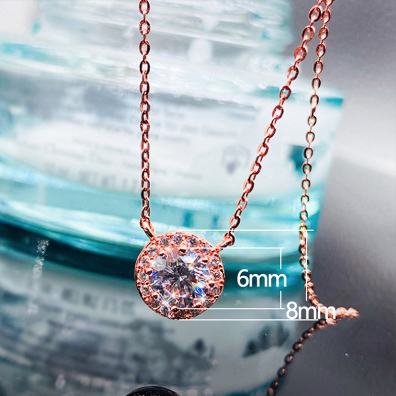 Kalung Liontin Batu Bulat Warna Rose Gold Untuk Wanita