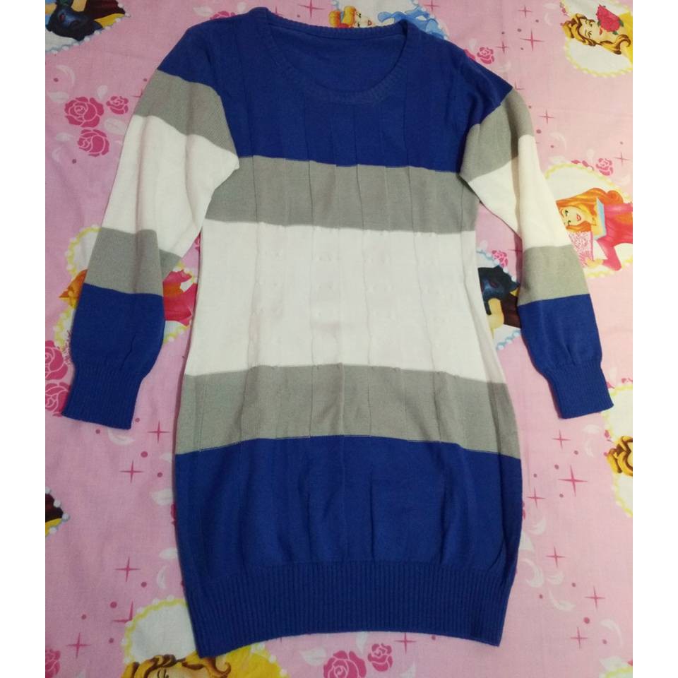 Baju Hangat Sweater Korea Motif Stripe Knit