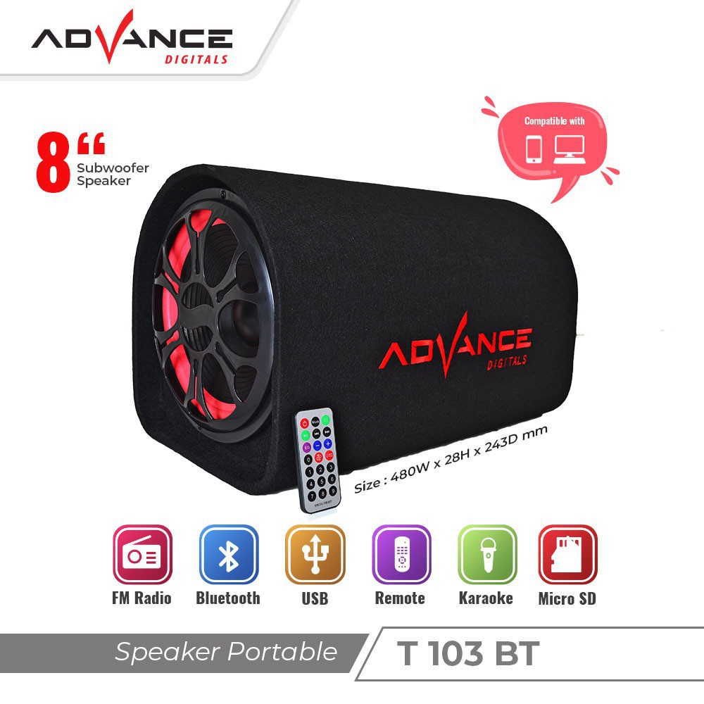 T 103 ( 8 Inch ) Speaker Tabung Advance T103 Bluetooth 8inch