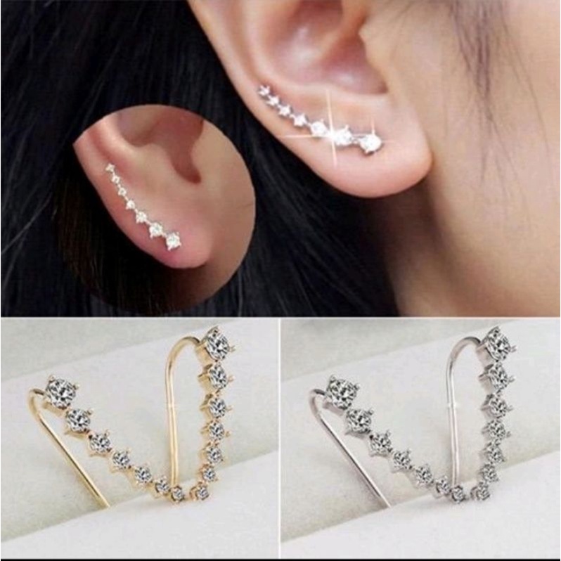 Anting Tusuk Garis Comet Berlian Fashion Wanita Korea Aksesoris Murah