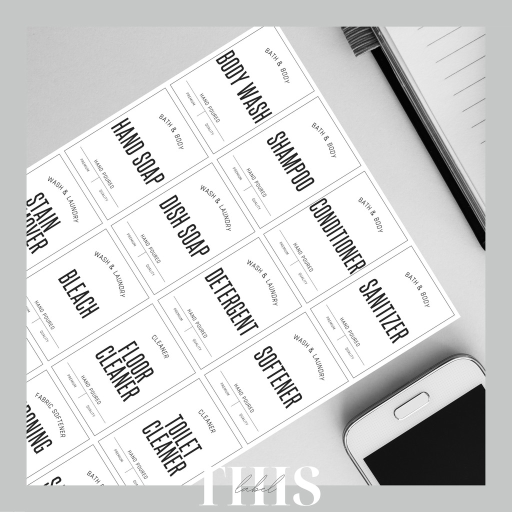 

Paket 16pcs Sticker Label BATHROOM (Sabun, Shampoo, Detergent) Waterproof