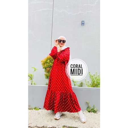 CORAL MIDI DRESS / MIDI HOMEDRESS RAYON STRIPE KEKINIAN BUSUI / BAJU MUSLIM WANITA