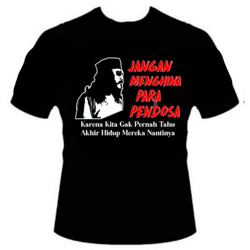 Kaos Iwan fals kata kata jangan menghina para pendosa sablon DTF