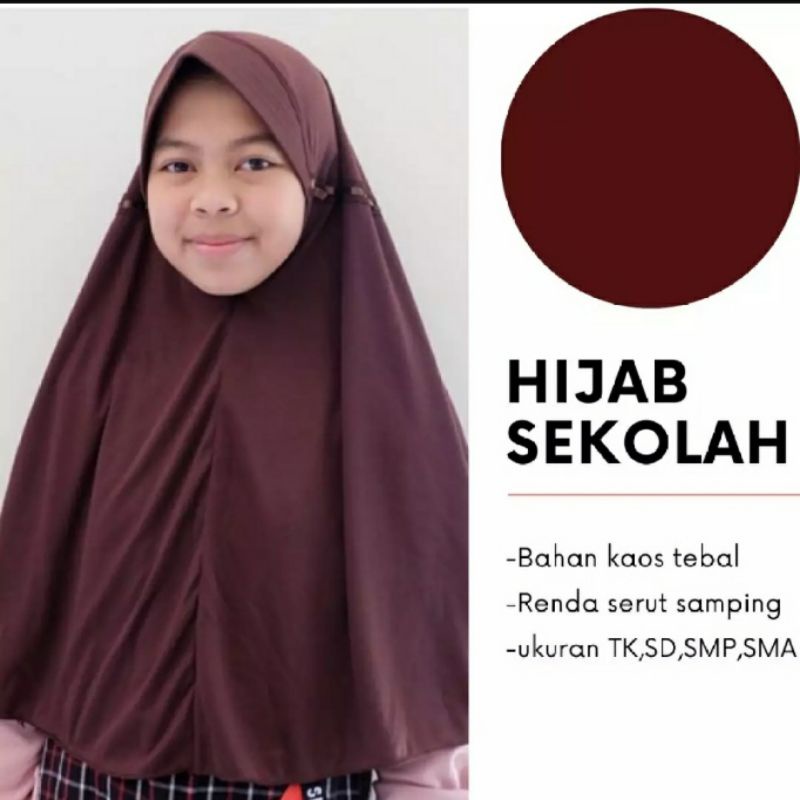 jilbab kerudung anak sekolah SMP(L) serut tali