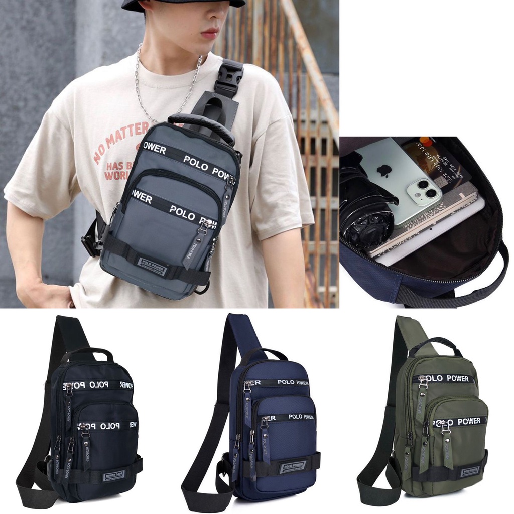 Polo Power Tas ABG Sling bag Import Chest bag Trendy Tas Selempang Dada Pria Waterproof Tas Army