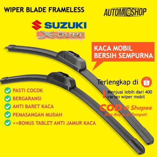Wiper Kaca Mobil Frameless Suzuki X-over BONUS Tablet Anti Jamur Kaca