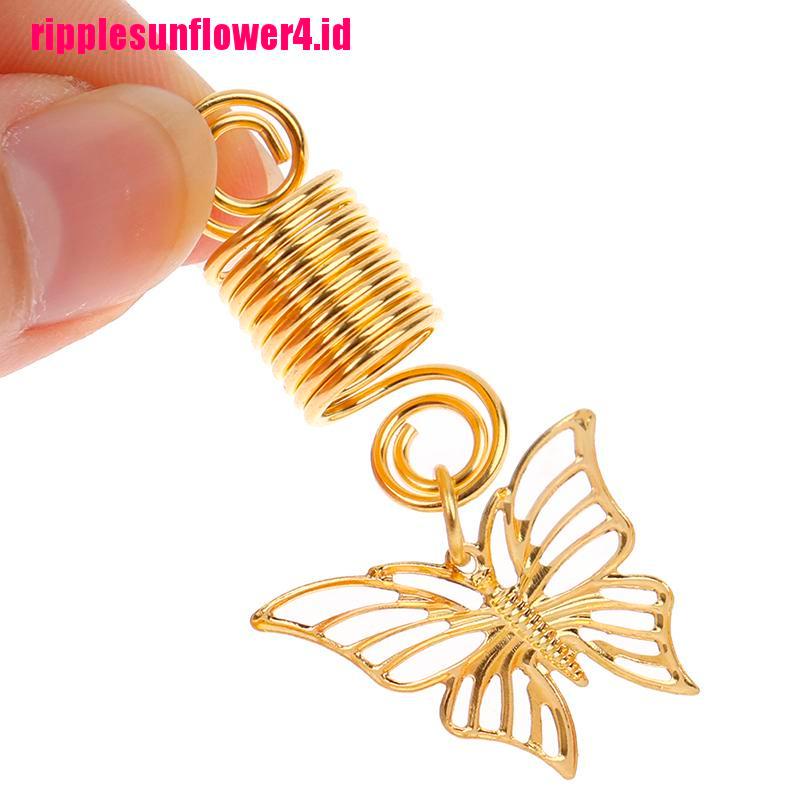 Cincin Klip Manik-Manik Butterfly Hollow Untuk Styling Rambut Gimbal