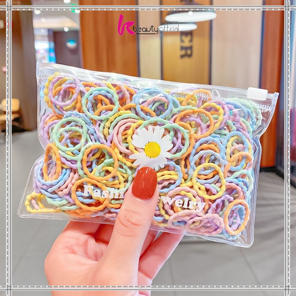 KB-C329 (100 PCS) Karet Ikat Rambut Spiral Gaya Korea / Kuncir Rambut Fashion / Kunciran Rambut Wanita FREE POUCH-7