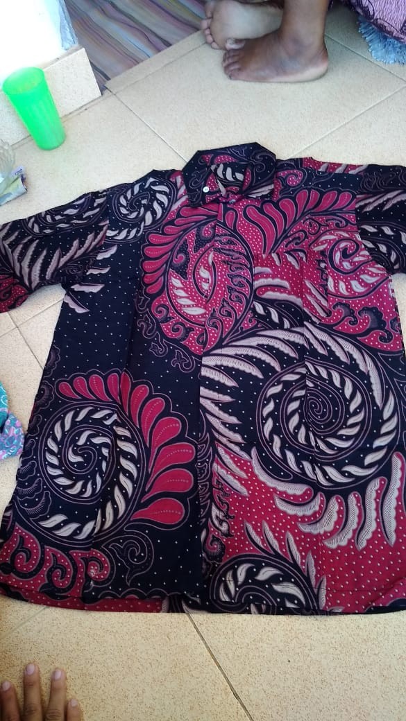 Coupel Gamis Family Batik Keluarga,sarimbit Ibu Ayah Dan Anak,baju Couple Batik Motif Puser Merah